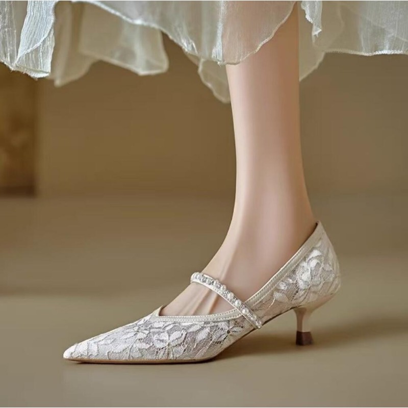 Embroidery Dress - Sexy Lace Embroidery High Heels Women