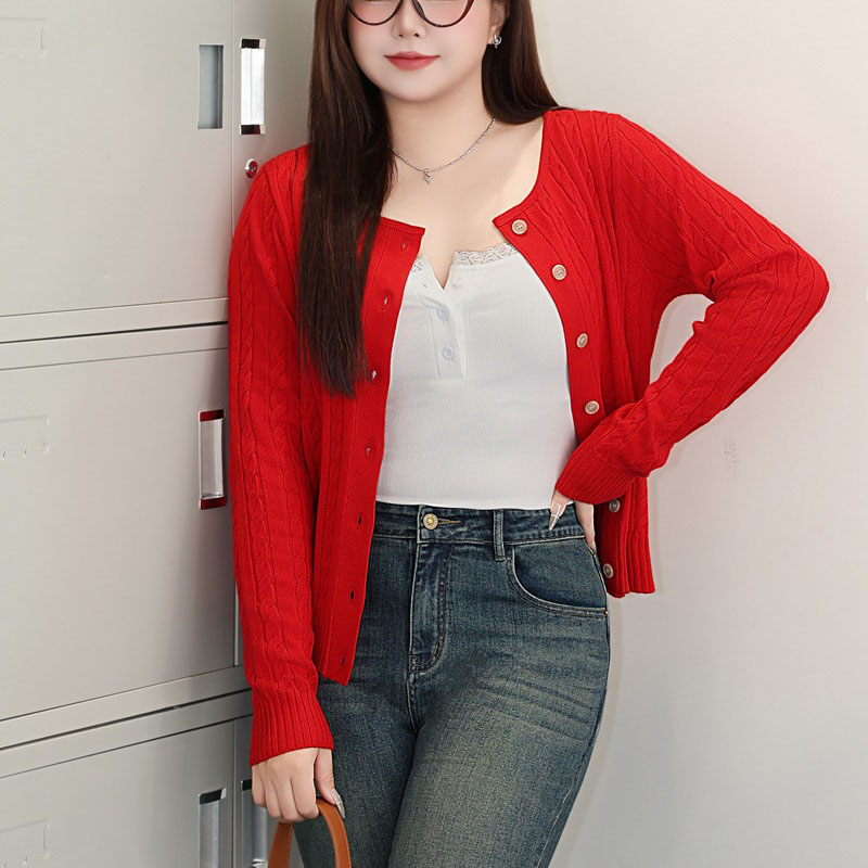 Embroidery Red - Fashion Plus Size Women's Sweaters Cardigan
