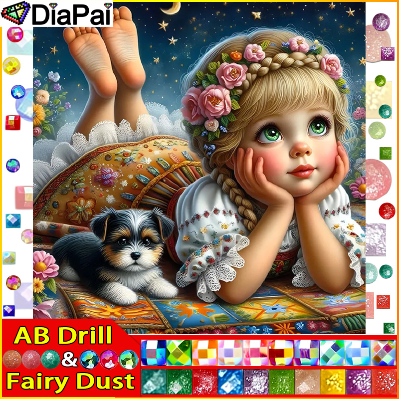 Embroidery Daisy - DIAPAI Fairy Dust AB Full Diamond