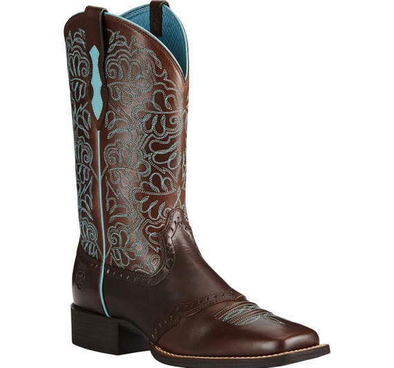 Embroidery Design - Men's Brown Leather Cowboy Boots Turquoise