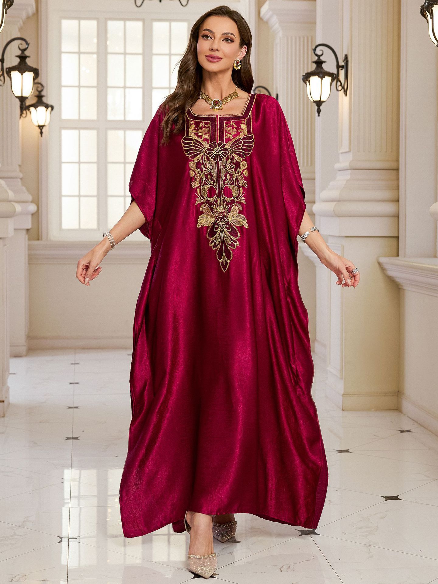 Embroidery Kaftan - Beach Kaftans for Women Shining Material