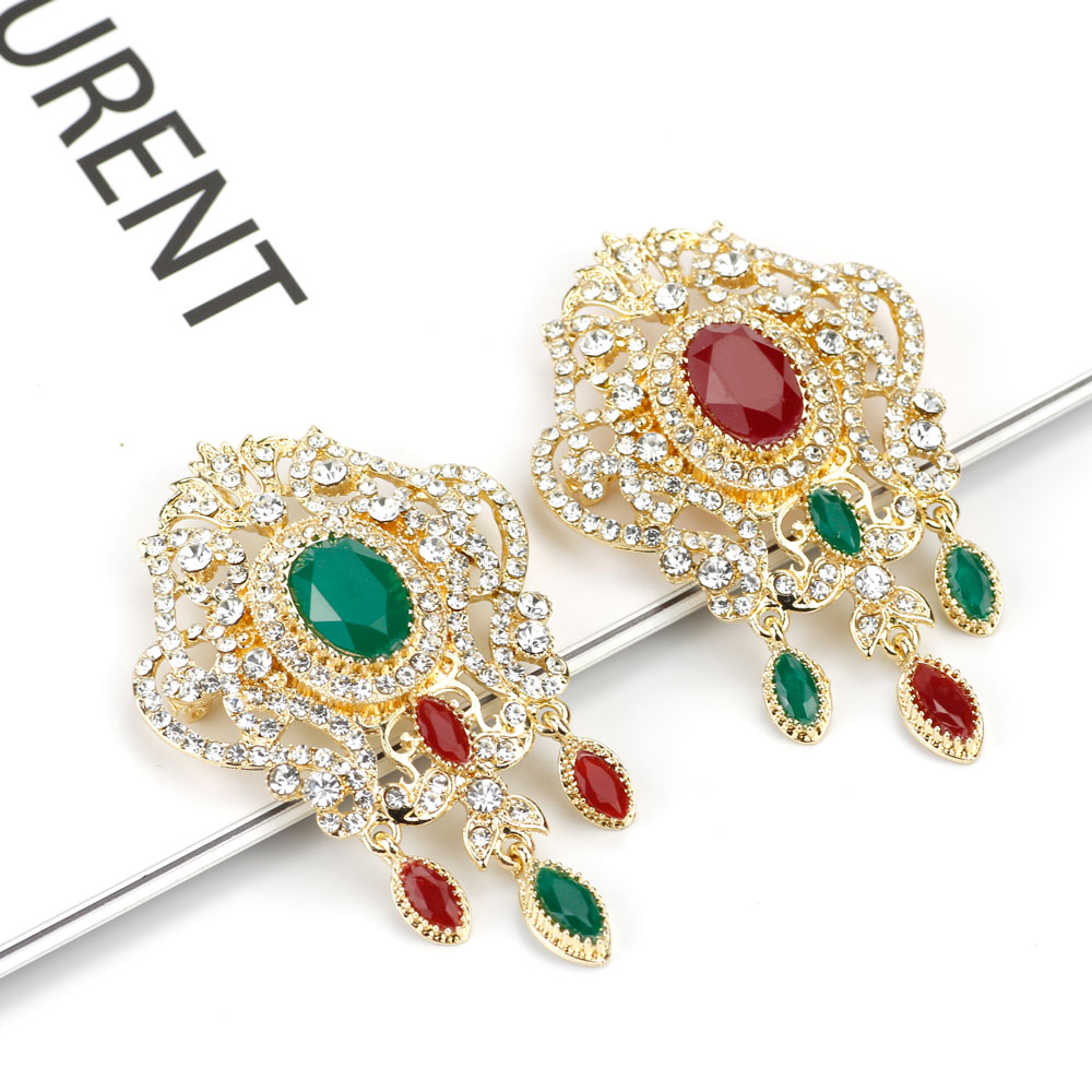 Embroidery Fonts - Sunspicems Gold Color Moroccan Jewerly Crystal