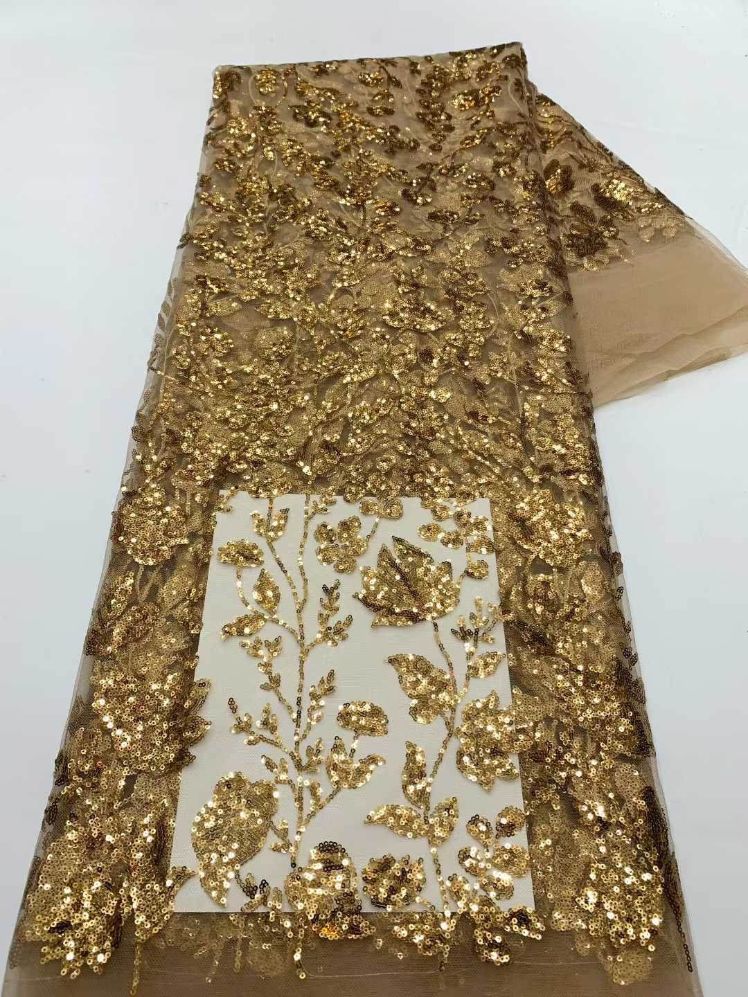 African Lace Fabric With Sequi - Embroidery Net Fabric のレビューと価格