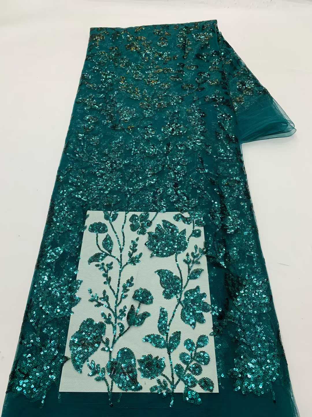 African Lace Fabric With Sequi - Embroidery Net Fabric のレビューと価格