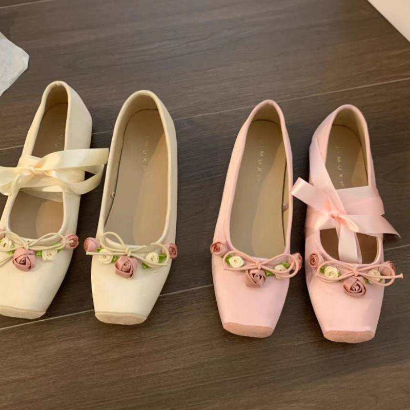 Women Flats Bow Marie Janes Sh - Embroidery Design のレビューと価格