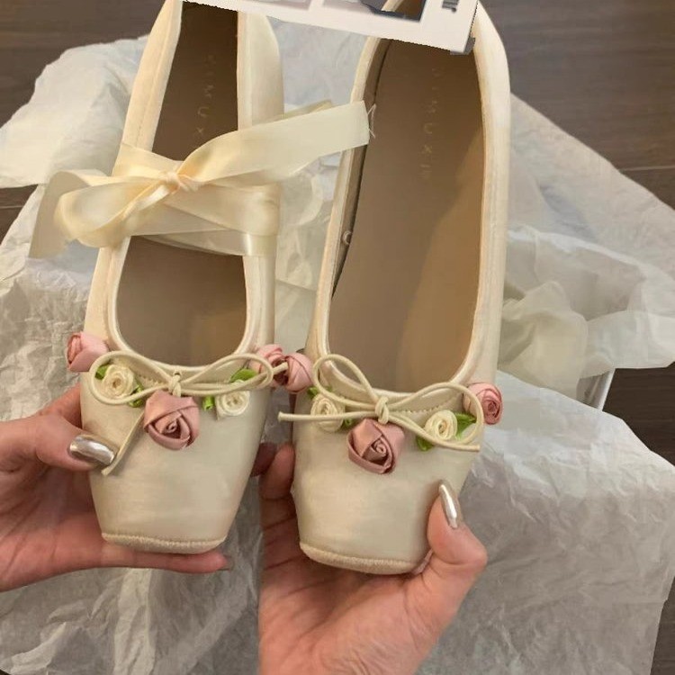 Women Flats Bow Marie Janes Sh - Embroidery Design のレビューと価格