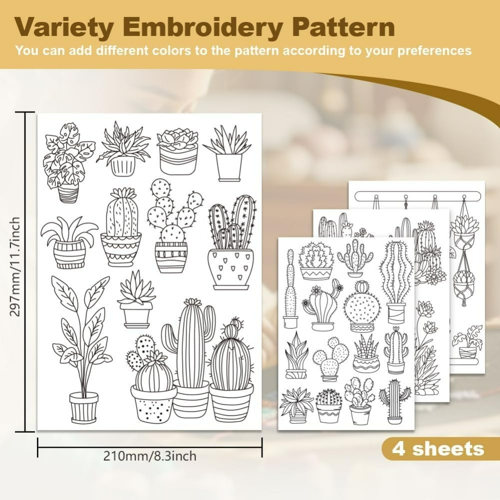 30Pcs Bonsai Cactus Embroidery - Embroidery Pattern のレビューと価格