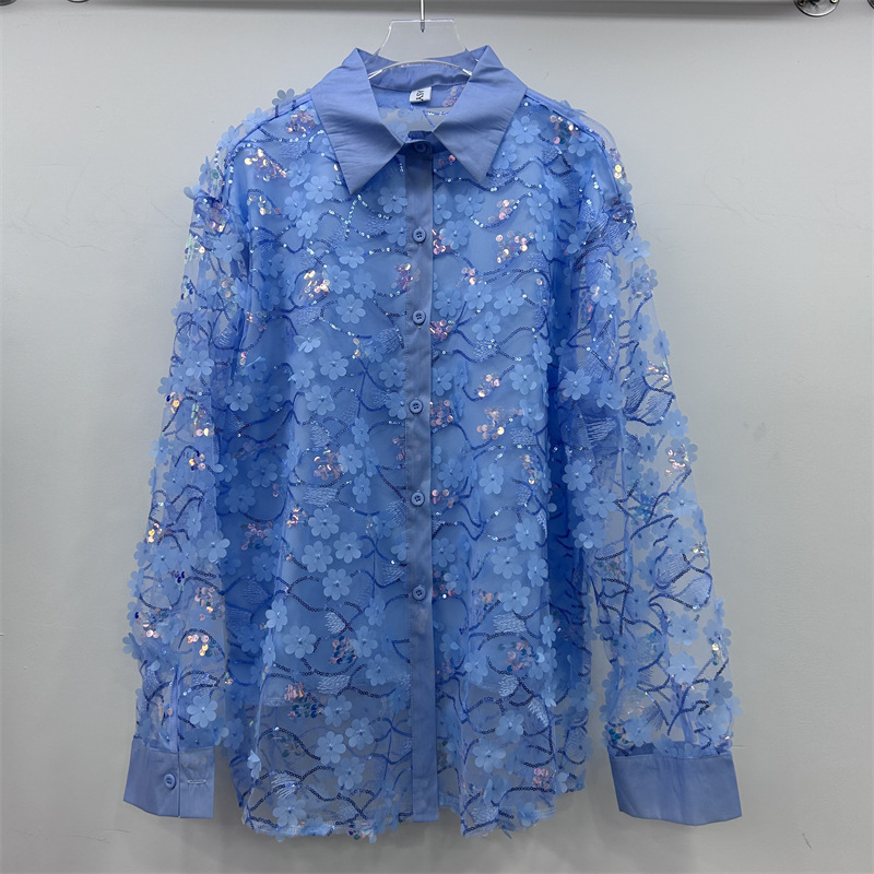 Women's loose long-sleeve shir - Embroidery Unique Design のレビューと価格