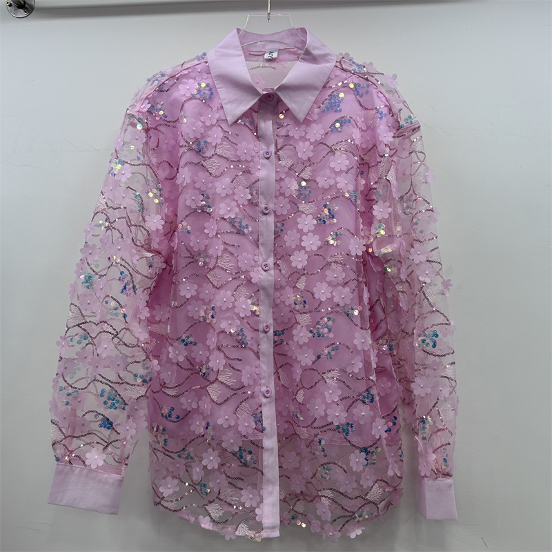 Women's loose long-sleeve shir - Embroidery Unique Design のレビューと価格