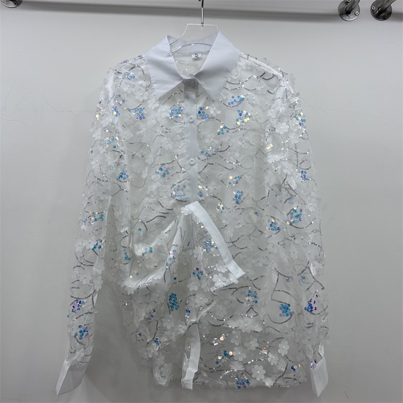 Women's loose long-sleeve shir - Embroidery Unique Design のレビューと価格