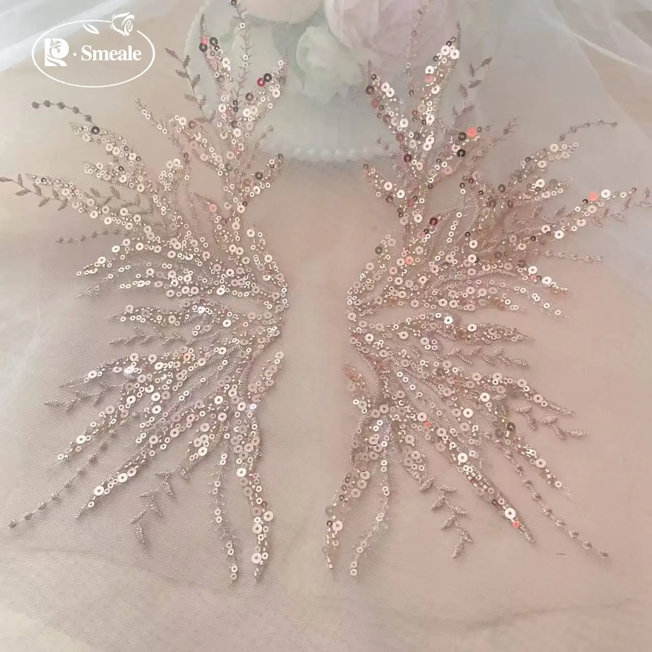 5Pair-2Pair.Rose Gold Sequin T - Embroidery Roses のレビューと価格