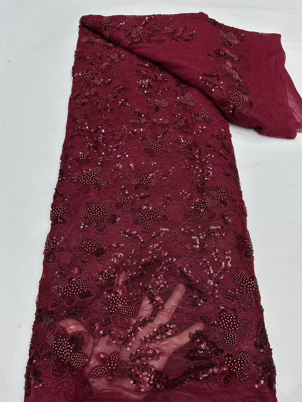 Luxury African Sequence Lace F - Embroidery Net Fabric のレビューと価格