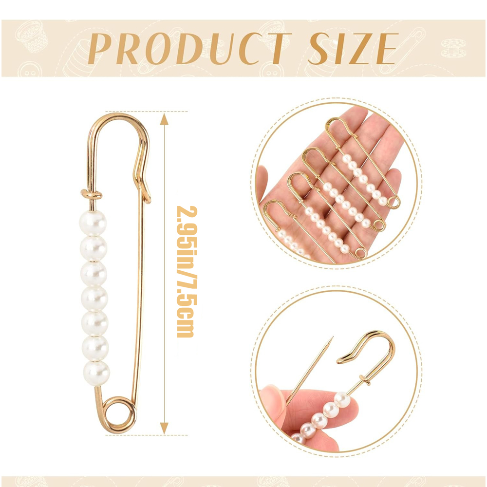 5PCS Faux Pearl Brooch Pins 2. - Embroidery Kaftan のレビューと価格