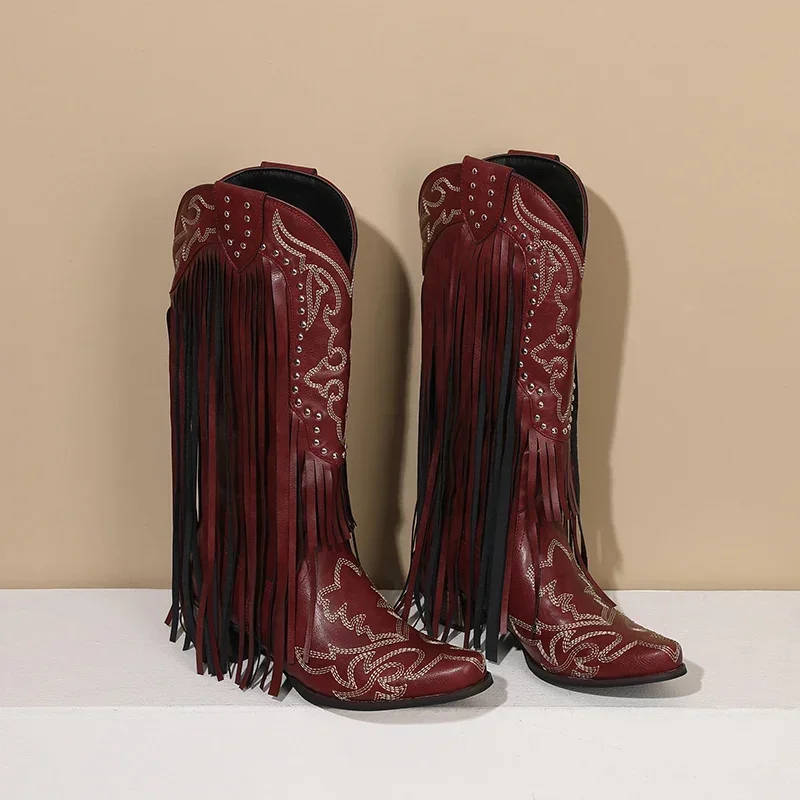 Fringe Rivet Western Women Mid - Embroidery Red のレビューと価格