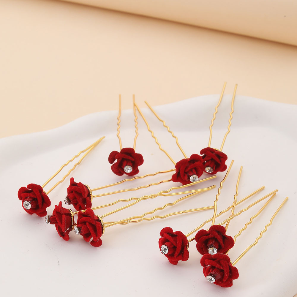 10Pcs Rose Hair Accessories We - Embroidery Red のレビューと価格