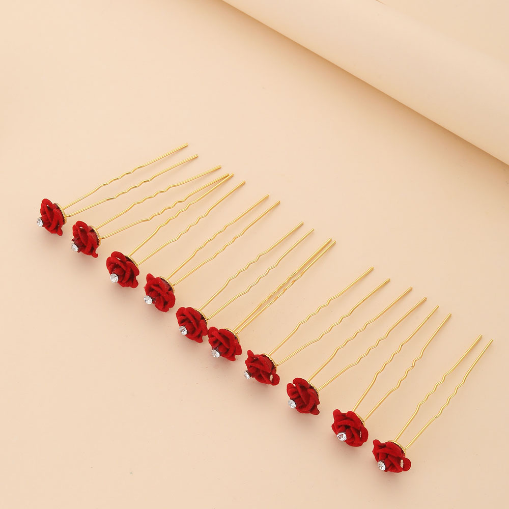 10Pcs Rose Hair Accessories We - Embroidery Red のレビューと価格