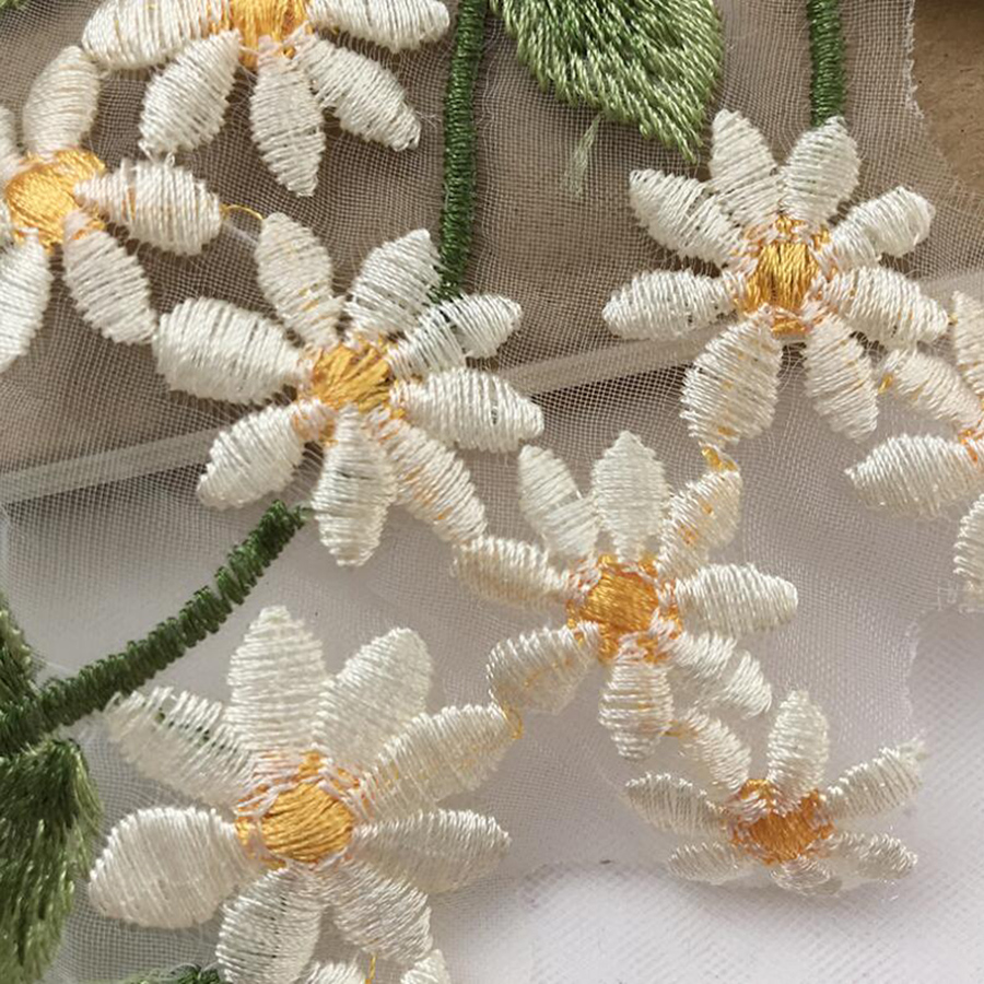 1Pairs Green Leaf Daisy Flower - Embroidery Daisy のレビューと価格