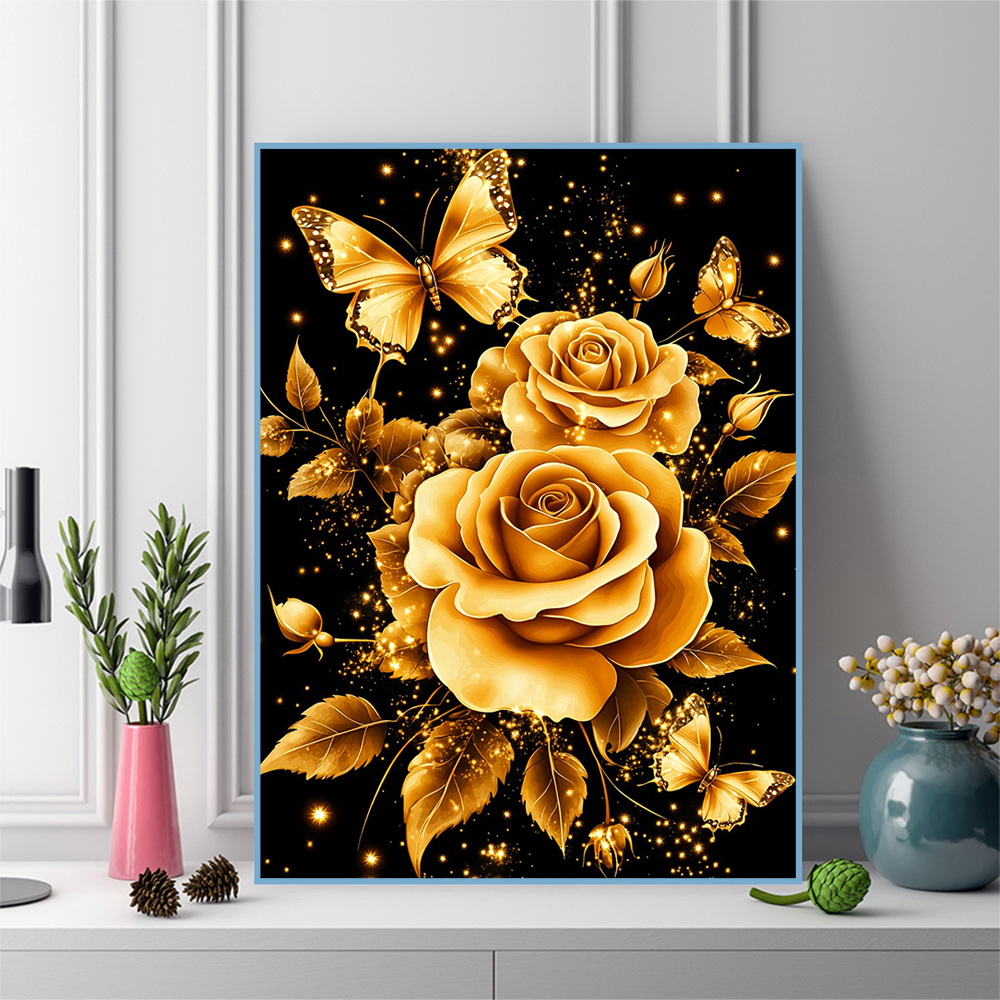 1PC frameless  Diamond Paintin - Embroidery Roses のレビューと価格
