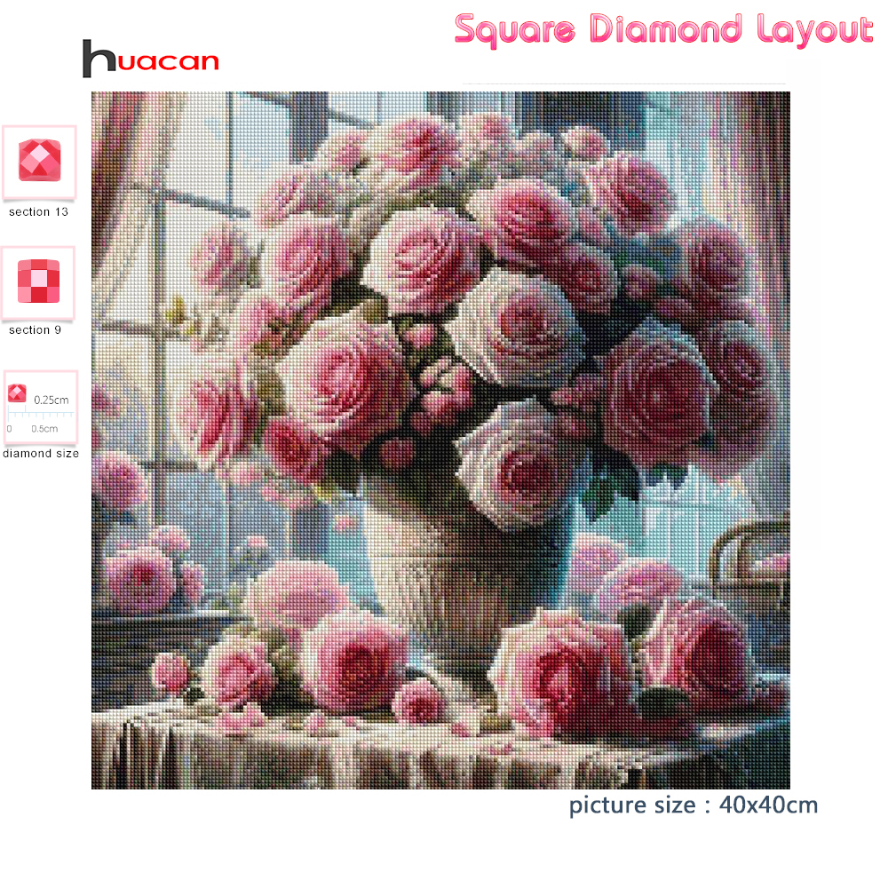 1PC frameless  5D Diy Diamond  - Embroidery Roses のレビューと価格