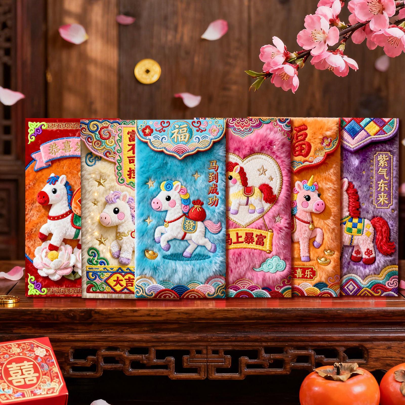 2026 Chinese Red Envelope 6pcs - Embroidery Red のレビューと価格