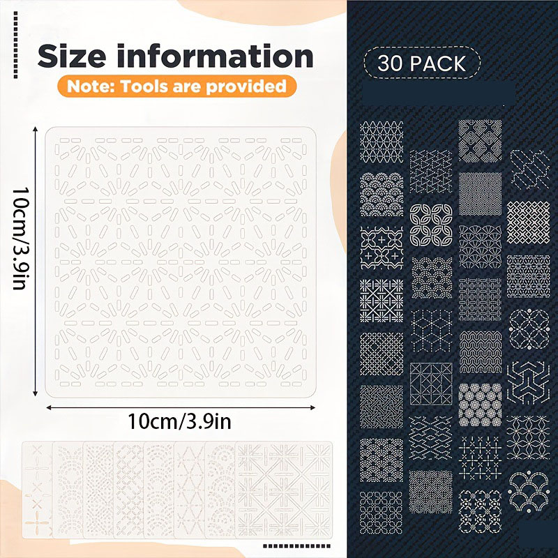 30Pcs Embroidery Templates DIY - Embroidery Diy のレビューと価格