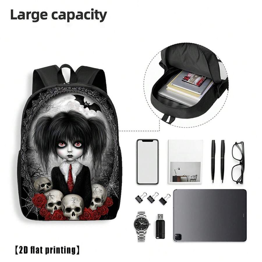 Gothic Skull And Rose Print Ba - Embroidery Roses のレビューと価格