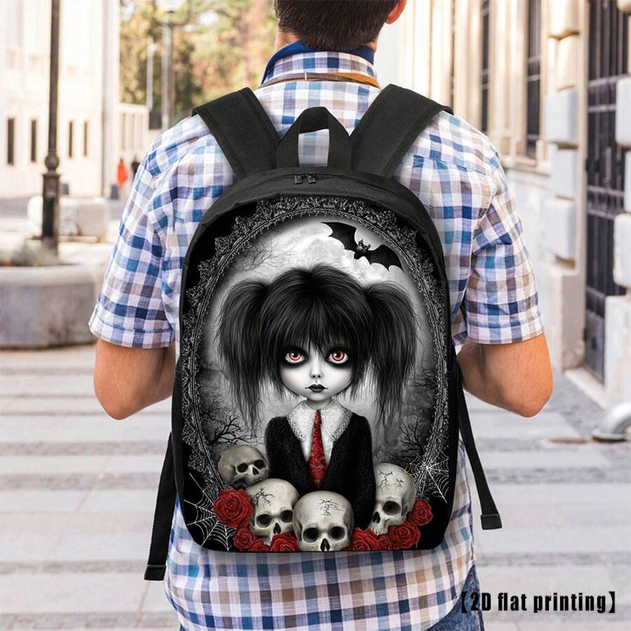 Gothic Skull And Rose Print Ba - Embroidery Roses のレビューと価格