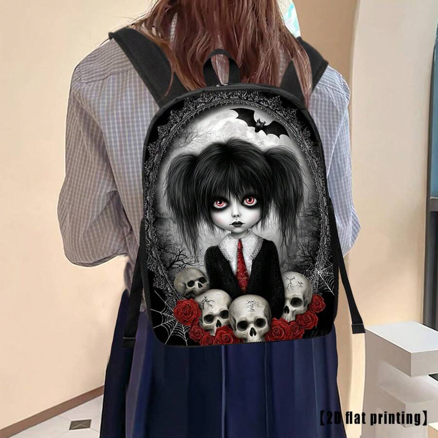 Gothic Skull And Rose Print Ba - Embroidery Roses のレビューと価格