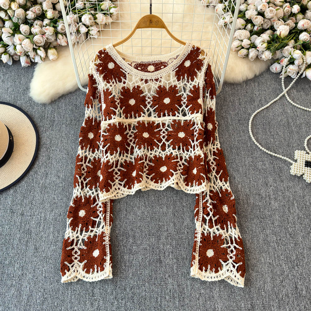 Floral Crochet Top for Women L - Embroidery Daisy のレビューと価格