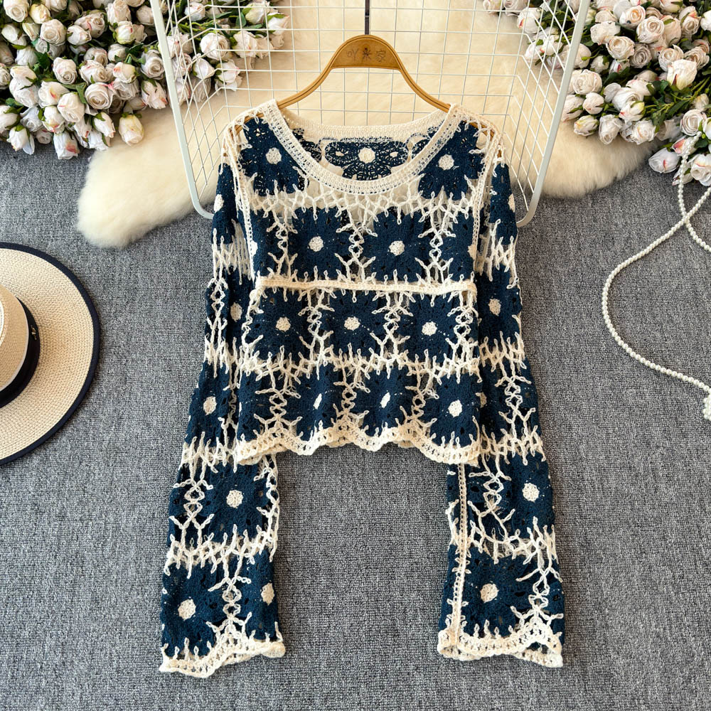 Floral Crochet Top for Women L - Embroidery Daisy のレビューと価格