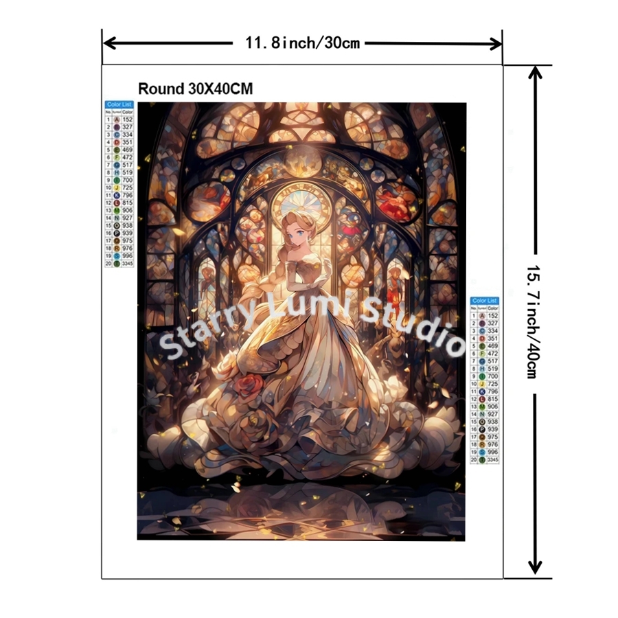 Cute Cinderella Castle 5D Full - Embroidery Roses のレビューと価格