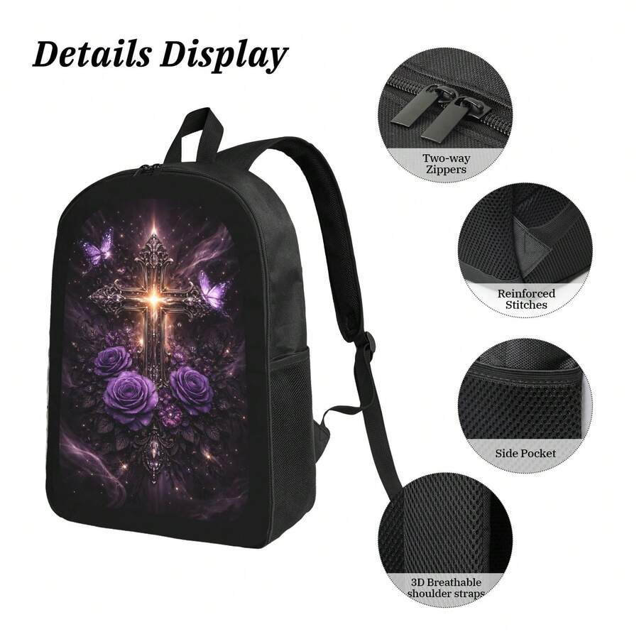 Dark Gothic Cross Backpack Wit - Embroidery Roses のレビューと価格