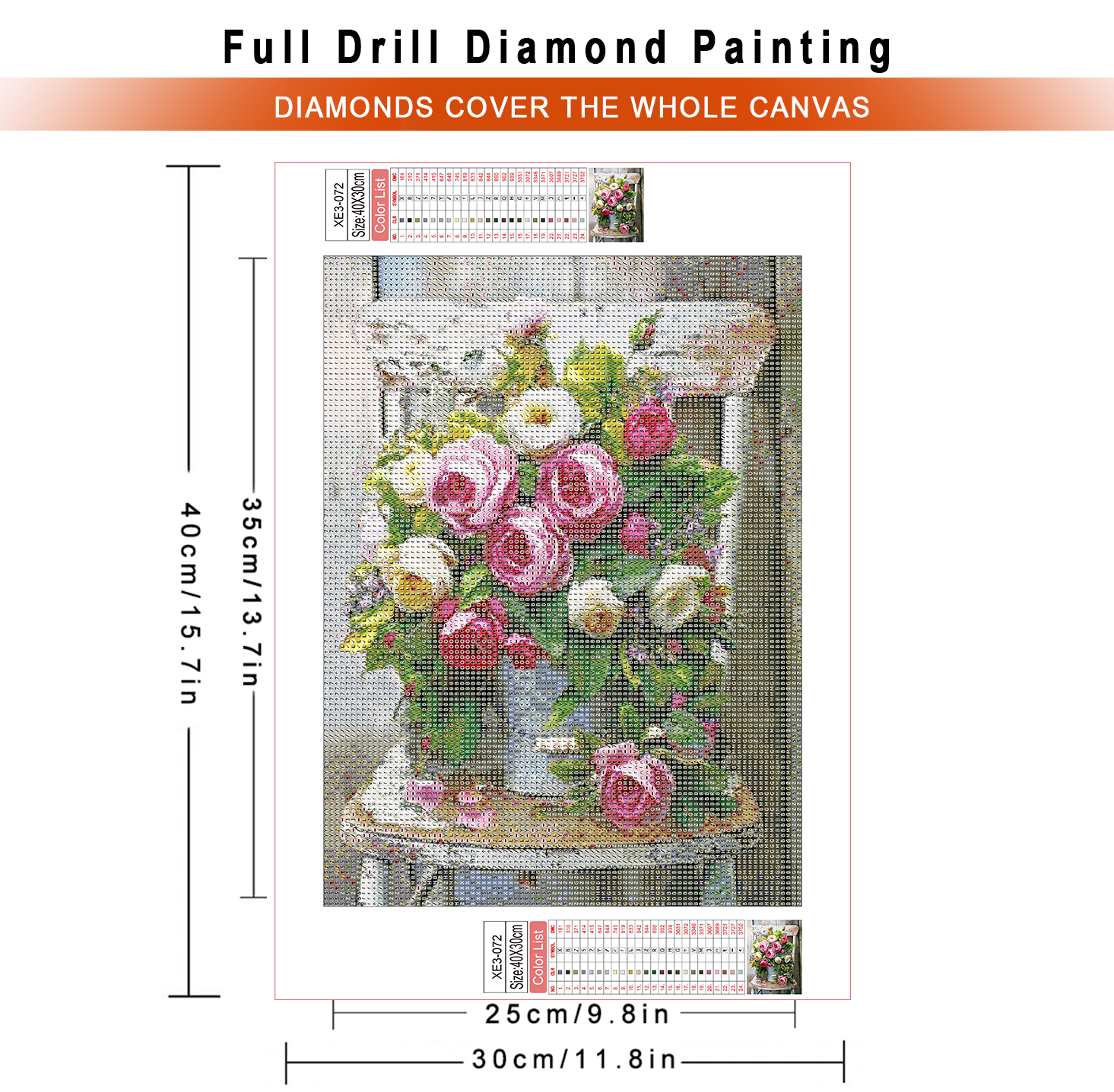 1pc frameless  Diamond Paintin - Embroidery Roses のレビューと価格