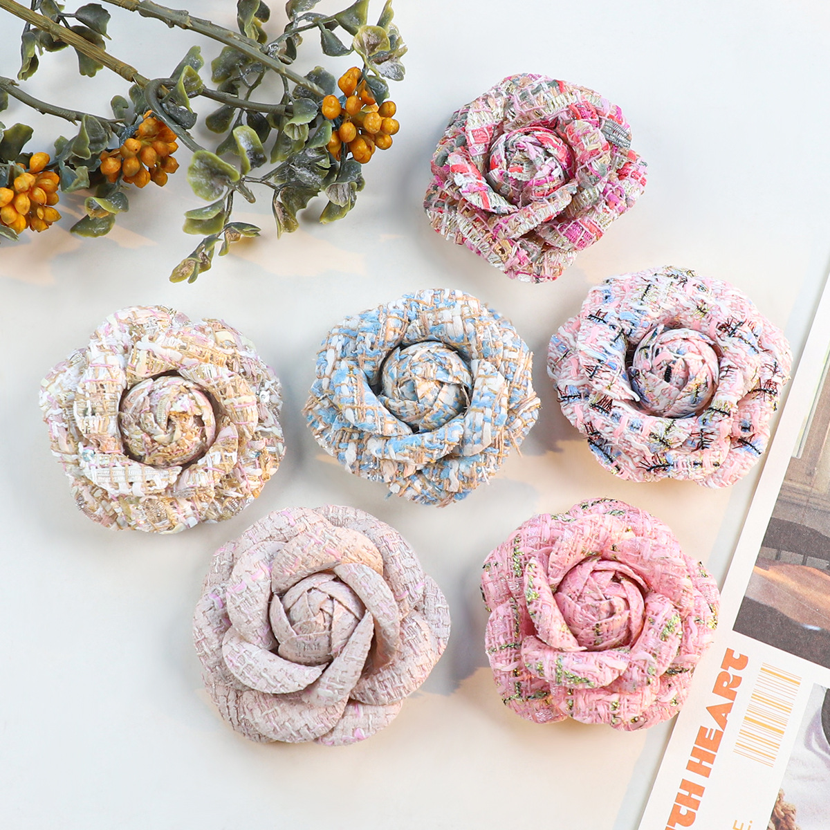 6CM Camellia Brooch for Women  - Embroidery Kaftan のレビューと価格