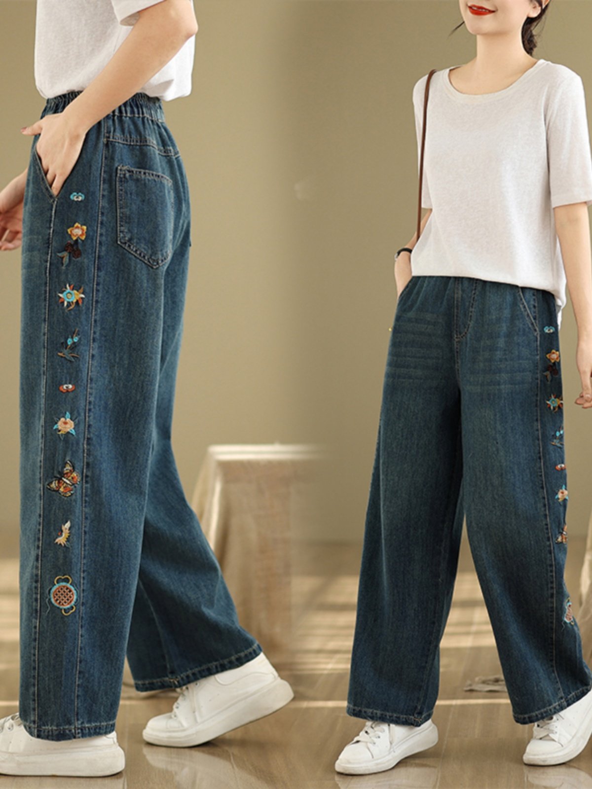 Flower Embroidery Women's Deni - Embroidery Unique Design のレビューと価格