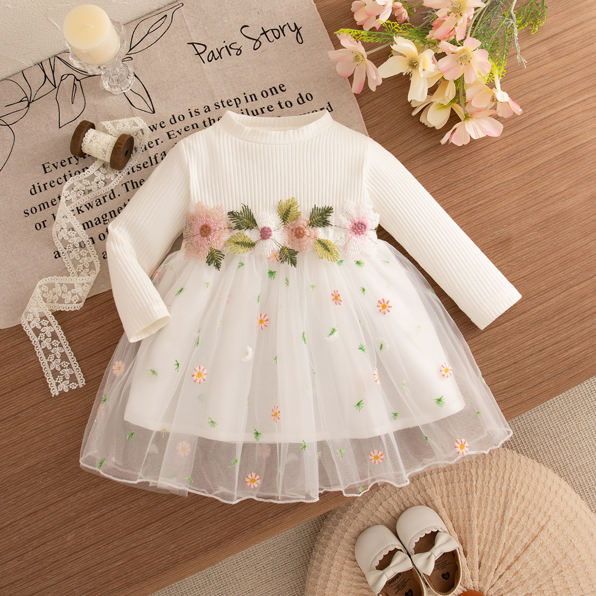 Spring And Autumn New Baby Gir - Embroidery Dress のレビューと価格