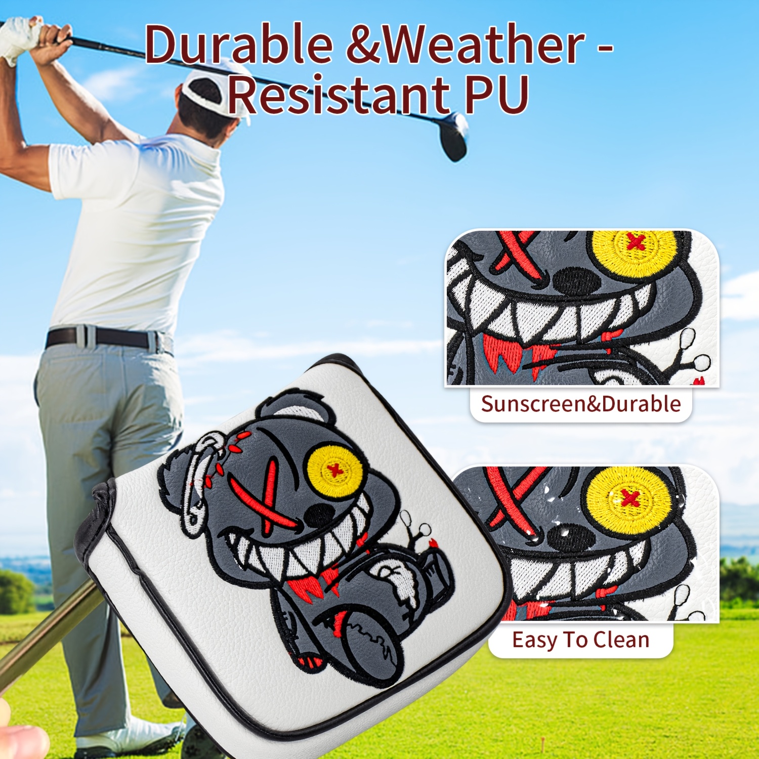 1pc Monocled Bear Design Golf  - Embroidery Design のレビューと価格